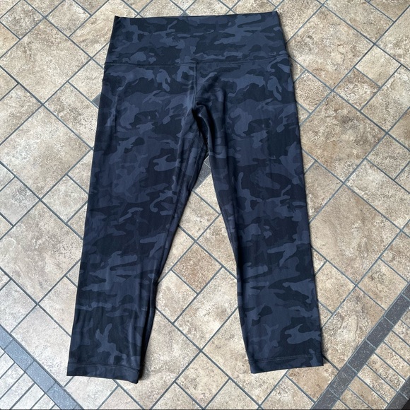 lululemon athletica Pants - Lululemon Align HR Capri Leggings Camo Deep Coal Multi Size 12